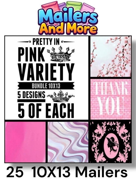 Other - 25 10x13 Poly Mailers Pretty in Pink Variety Bundle vintage lady, brick, blossom